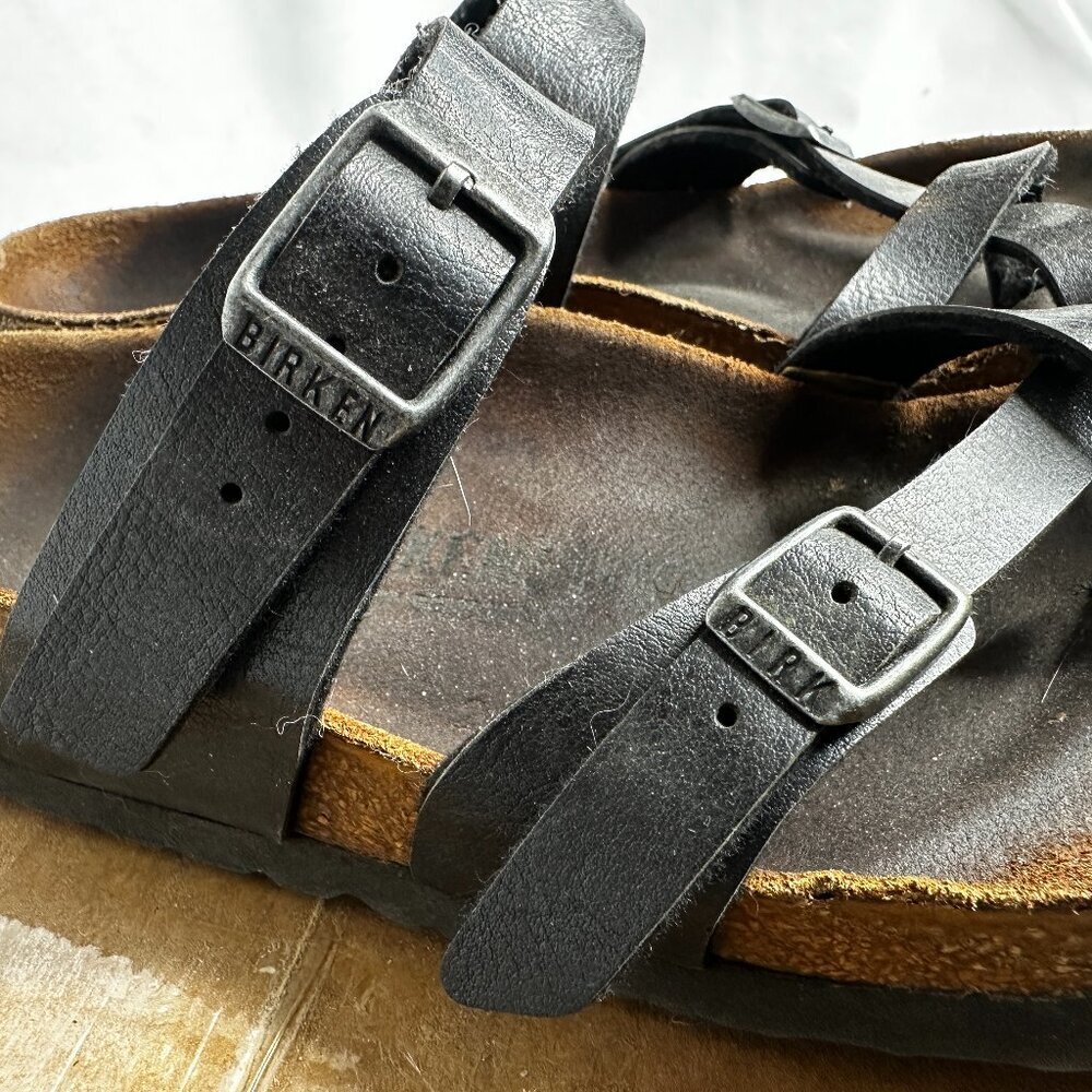 Birkenstock Black Leather Two-Strap Sandals - Picture 5 of 10